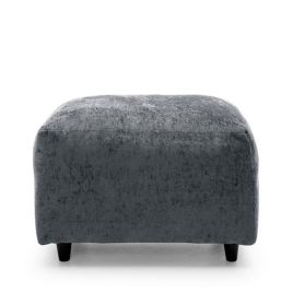 Gilliver Crushed Chenille Footstool - Dark Grey