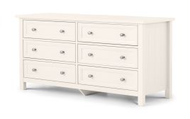 MALTON White Chest of Drawers - Large-sized, 6 Drawers, Double
