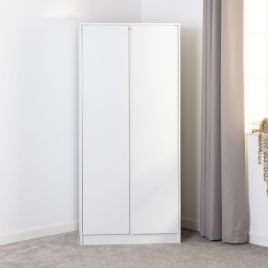 Wardrobe - MALDEN 2 Door Wardrobe White 80cm
