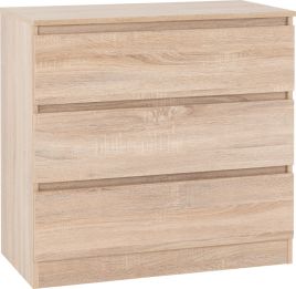 MALDEN Oak Finish Chest of Drawers - Medium-sized, 3 Drawers