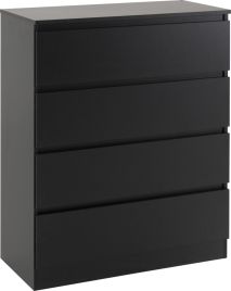 MALDEN Black Chest of Drawers - Medium-sized, 4 Drawers