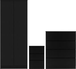 Wardrobe Set - MALDEN Bedroom Set Black 80cm