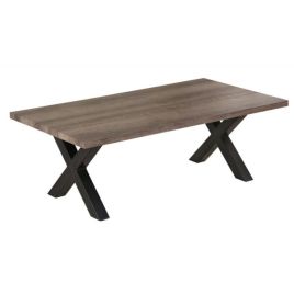 Glendale Grey Rustic Coffee Table with Black Metal Legs - Contemporary Elegance