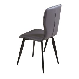 Glendale Set of 2 Grey Dining Chairs with Black Metal Legs - Stylish PU Elegance