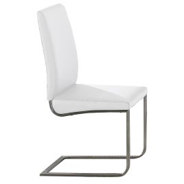Andalusia White PU Dining Chairs Sleek Elegance in Stainless Steel Frame - Set of 2
