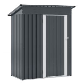181 x 153 cm Outdoor Storage Shed with Sloped Roof 2 Vents and Lockable Door-Grey