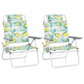 LYNVOR 2-Pack Beach Chairs 5-Position Adjustable Folding Chair with Towel Bar-Green