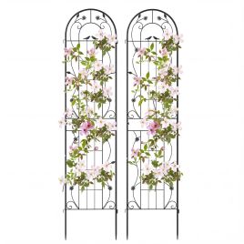 2 Pack Metal Garden Trellis for Climbing Plants Vegetables and Roses-Black