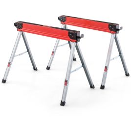 ALENLY 2 Pack Saw Horses with Folding Design Non-slip Pads and Surface-Red