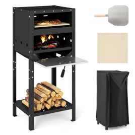 30cm Outdoor Pizza Oven Pizza Peel and Oxford Cloth Cover-Black