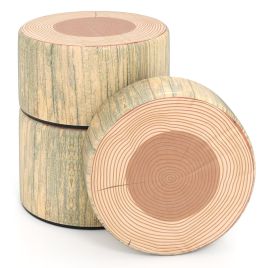 ZLOR 3 PCS Tree Stump Stool Set Round Flexible Seatings-Natural