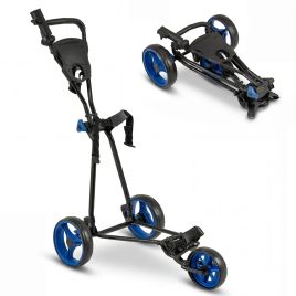 ELARIS 3 Wheel Folding Golf Push Cart with Adjustable Height Handle and Foot Brake-Blue