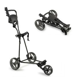ELARIS 3 Wheel Folding Golf Push Cart with Adjustable Height Handle and Foot Brake-Grey