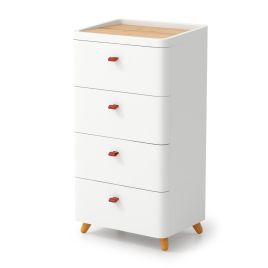 Clothes Rack - 4-Drawer Dresser with Removable Organizer Tray and Solid Wood Legs-White