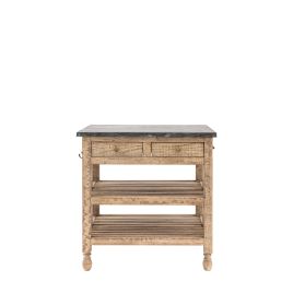 BRIXTON 2 Drawer 2 Shelve Kitchen Island - Oak