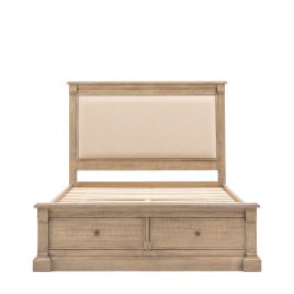 BRIXTON Kingsize Wooden Bedframe with 2 Drawer Storage - Natural