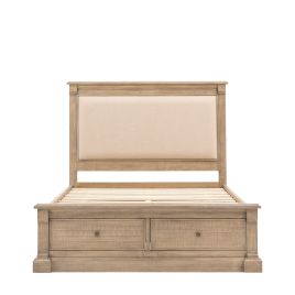 BRIXTON Super Kingsize Wooden Bedframe with 2 Drawer Storage - Natural