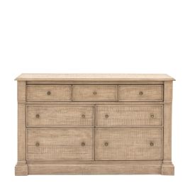 BRIXTON Oak Finish Chest of Drawers - Extra Large-sized, 7 Drawers, Double, Ready Assembled