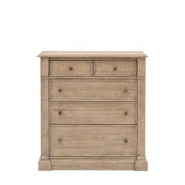BRIXTON Oak Finish Chest of Drawers - Large-sized, 5 Drawers, Ready Assembled
