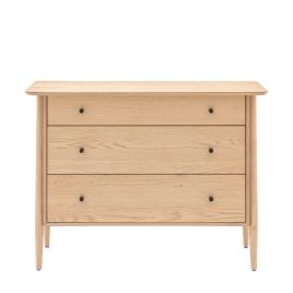 BANBURY Oak Finish Chest of Drawers - Large-sized, 3 Drawers