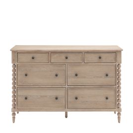 STONELEIGH Oak Finish Chest of Drawers - Extra Large-sized, 7 Drawers, Double, Ready Assembled