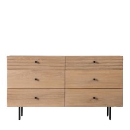 WAVERFORD Oak Finish Chest of Drawers - Extra Large-sized, 6 Drawers, Double