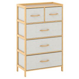 FOST Oak Frame Fabric Chest of Drawers - Medium-sized, 5 Drawers