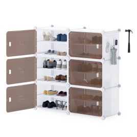 LVARO 6-Tier Shoe Cabinet Storage Organizer with Removable Shelves - White