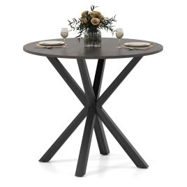 TREDWYN 90CM Wood Dining Table with Intersecting Pedestal Base-Black