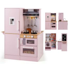 SIREL Kids Play Kitchen with Water Dispenser & Hood-Pink
