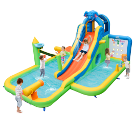 Inflatable Water Slide Giant Water Park with 850W Bounce House Blower