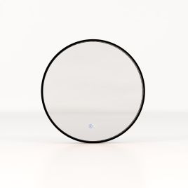 Bathroom Mirror - 60 CM Round Bathroom Mirror with LED Lights and Anti-Fog Design-Black