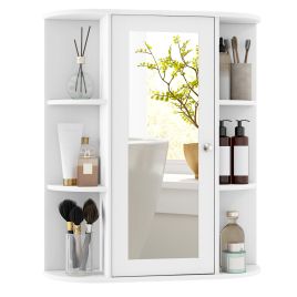 Bathroom Medicine Cabinet with Mirror with 3 Adjustable Shelves-White