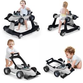 Kids Pedal Vehicle - 4-in-1 Baby Push Walker with Adjustable Height and Speed-Grey