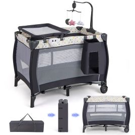NIVEN 3-in-1 Baby Activity Centre Foldable with Changing Table-Black
