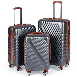 LUMISTRA Large/Medium/Small Carry on Suitcase Sets with Premium Wheels and TSA Approved Lock-Grey