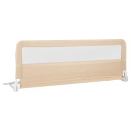 Baby Safety Rail - 150CM Foldable Baby Bed Rail Guard with Washable Cover and Safety Strap-Beige
