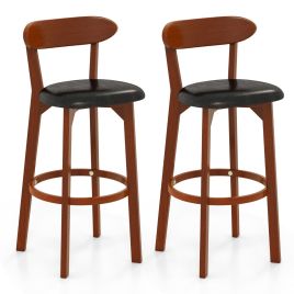VAEN Bar Stool Set of 2 with Curved Backrest and Footrest-29 Inches