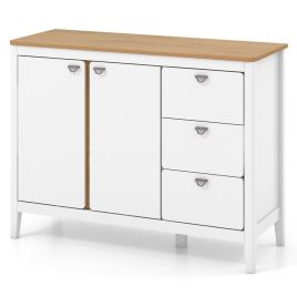 Sideboard - Buffet Cabinet with 2 Door and 3 Pull-out Drawers for Living Room-White