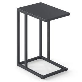 Modern Industrial Metal End Table with Adjustable Foot Pads-Grey