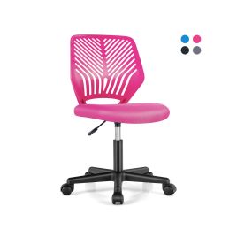 Kids Furniture - Height-adjustable Kids Mesh Ergonomic Desk Chair with Universal Casters-Pink