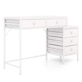 LYMO Computer Desk with 5 Drawers and Side File Cabinet-White