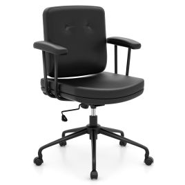 VIUL Home Office Small Desk Chair with Adjustable Height Wheels-Dark Brown