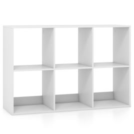 Bookcase - 6-Cube Bookshelf with Back Guardrail and Anti-tipping Kits-White