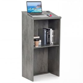 STELLARRA Podium Stand Hostess Stand for Speakers with Storage Shelf-Grey