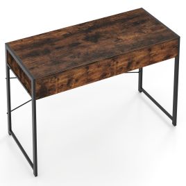 BRYNIX Computer Desk with 2 Drawers & Metal Frame-Rustic Brown