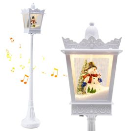 Christmas Streetlight with Warm White LEDs & Snow Effects - White