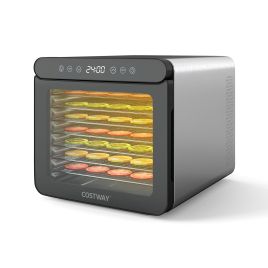 Food Dehydrator with 7 Stainless Steel Trays 1-24H Timer and 30-75℃ Temperature-Silver