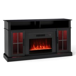 NVARO 148cm Fireplace TV Stand with LED Lights for up to 65inch TV-Black