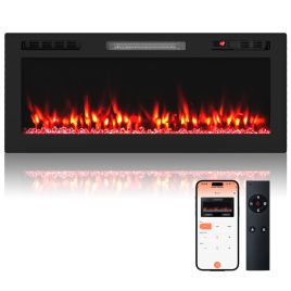 UZEN WiFi-Enabled Electric Fireplace Compatible with Alexa and Google Assistant-L